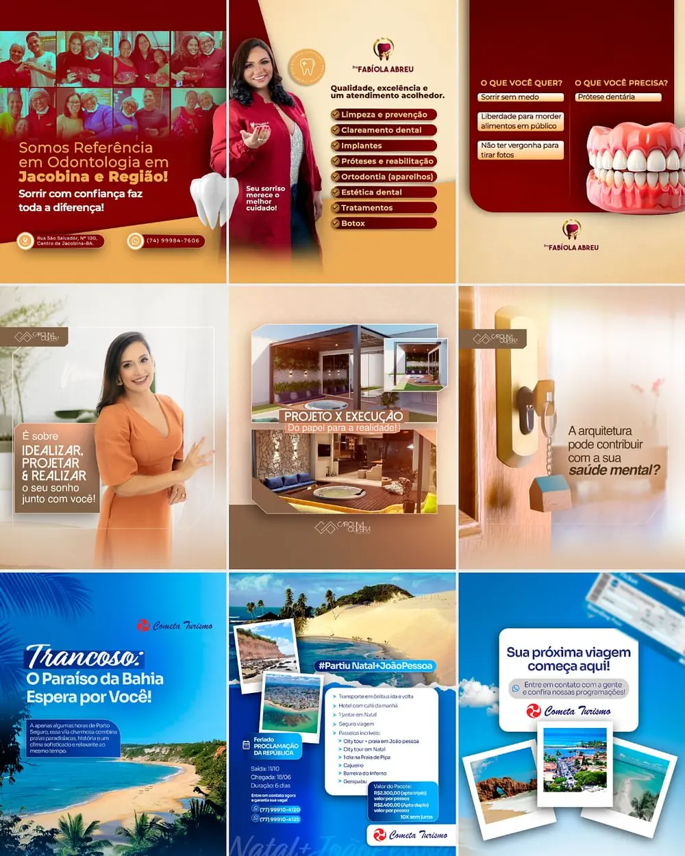 Portfólio para odontologia, arquitetura e turismo