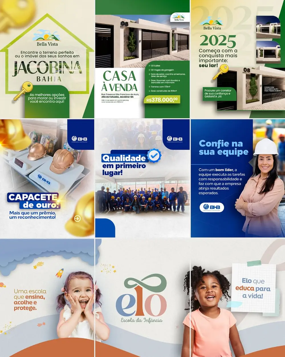 Portfólio para imóveis, construção e educação
